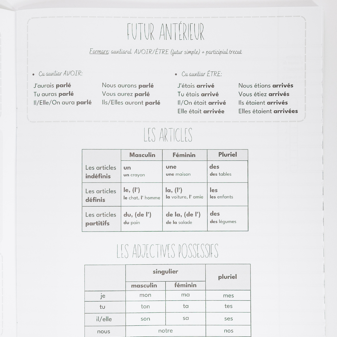 Caiet Izzie de Franceză A4 (cu Timpuri Verbale)