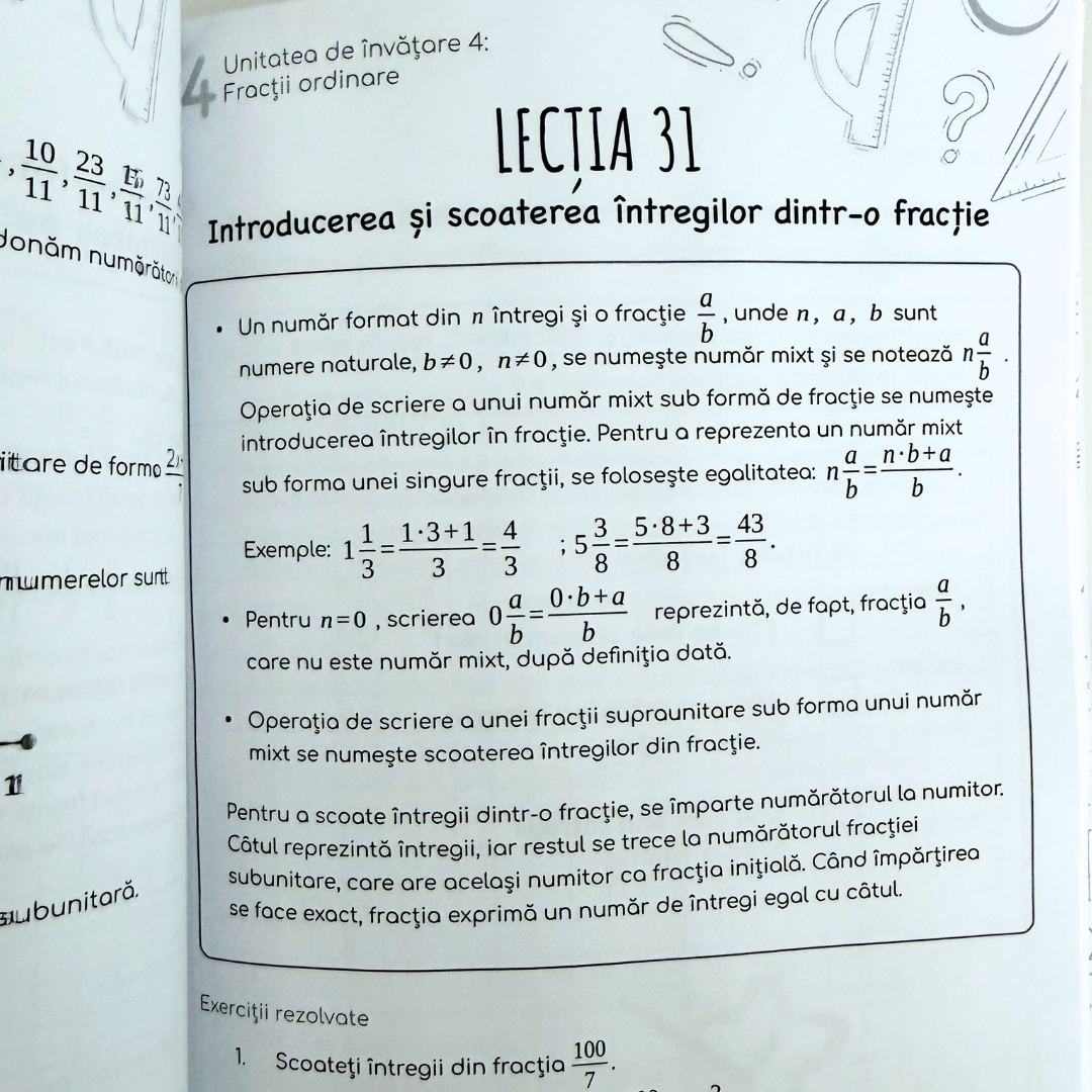 Memorator la Mate: clasa a V-a