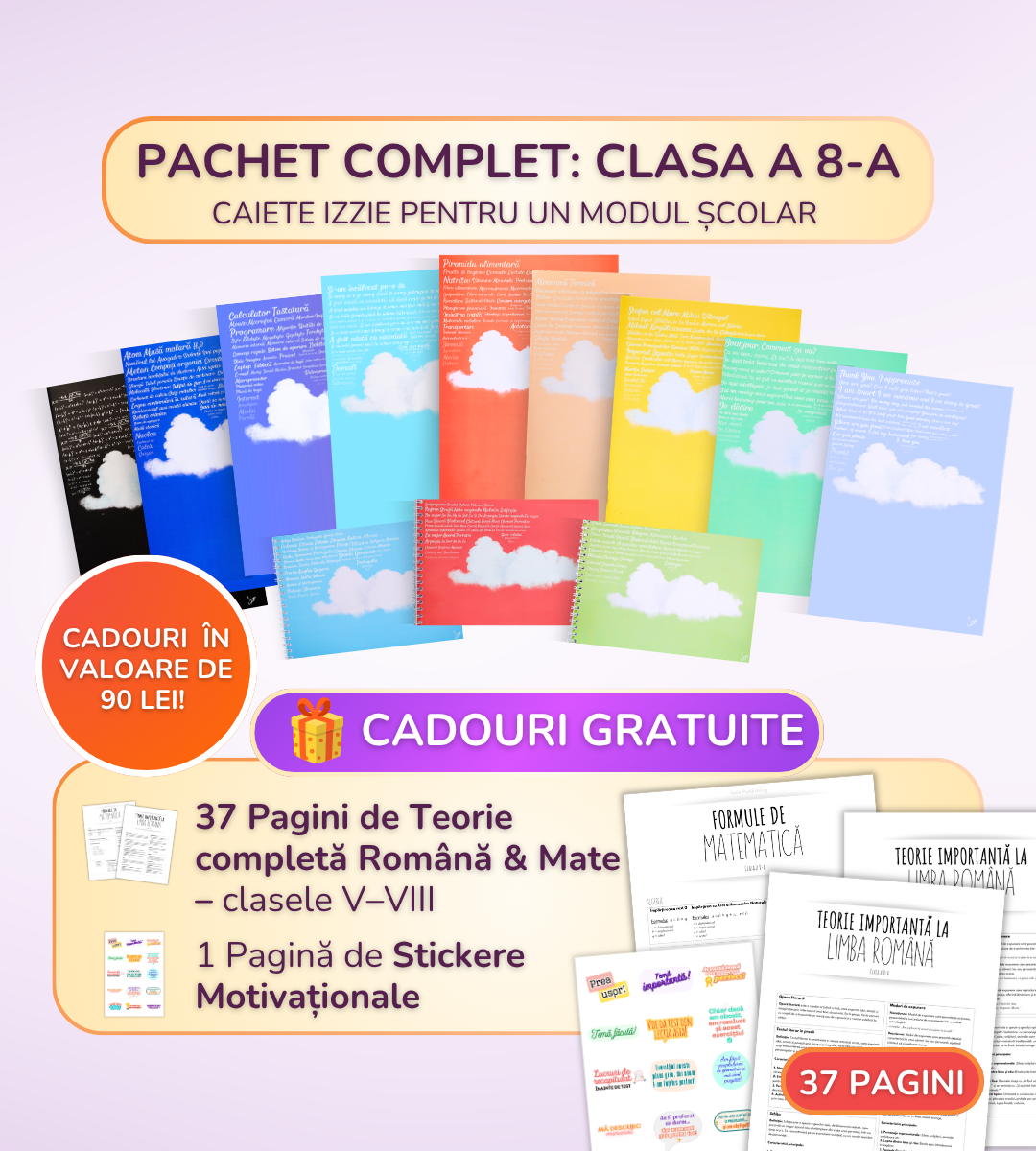 Pachet complet 12 Caiete Izzie: Clasa a 8-a, BACK TO SCHOOL 2026