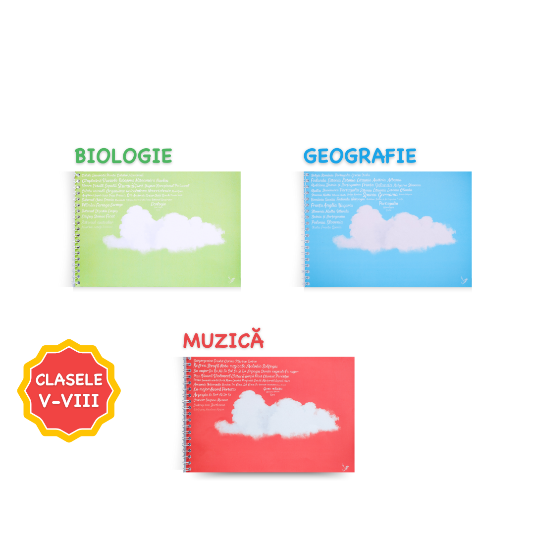 Set 3 Caiete: Biologie + Geografie + Muzică