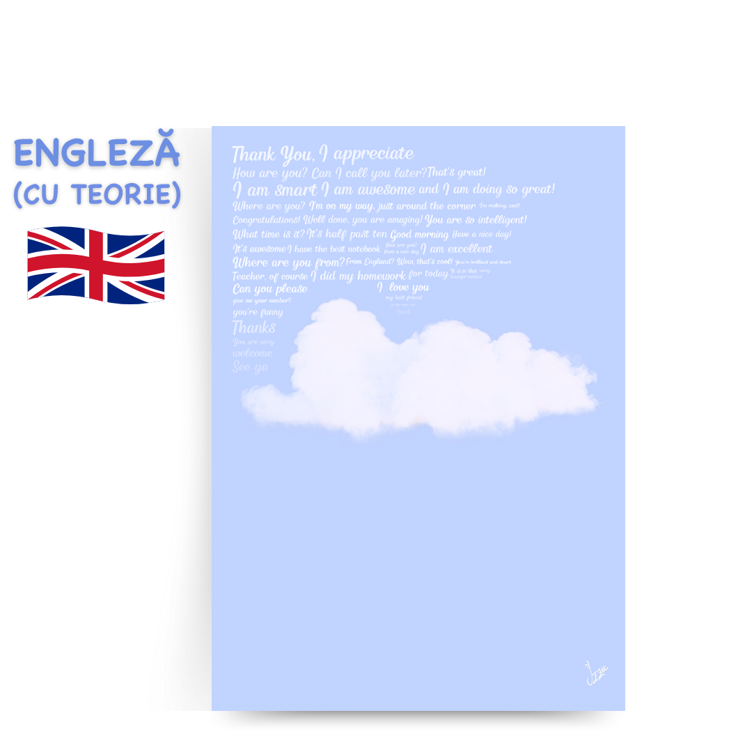 Caiet Izzie de Engleză A4 (cu Timpuri Verbale)