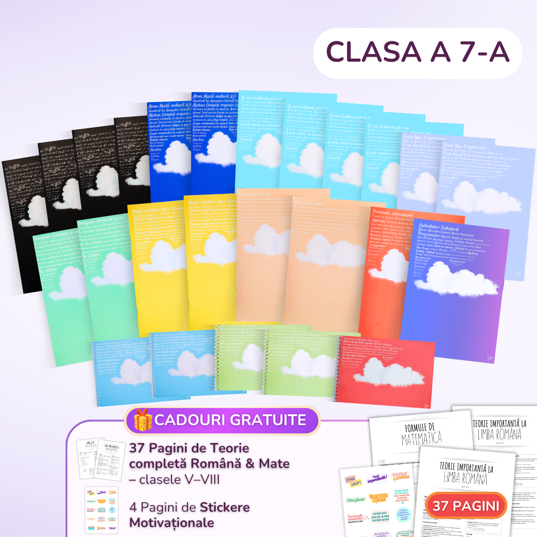 Pachet pentru Elevii Ambițioși, BACK O SCHOOL 2026: 25 Caiete pentru Clasa a 7-a