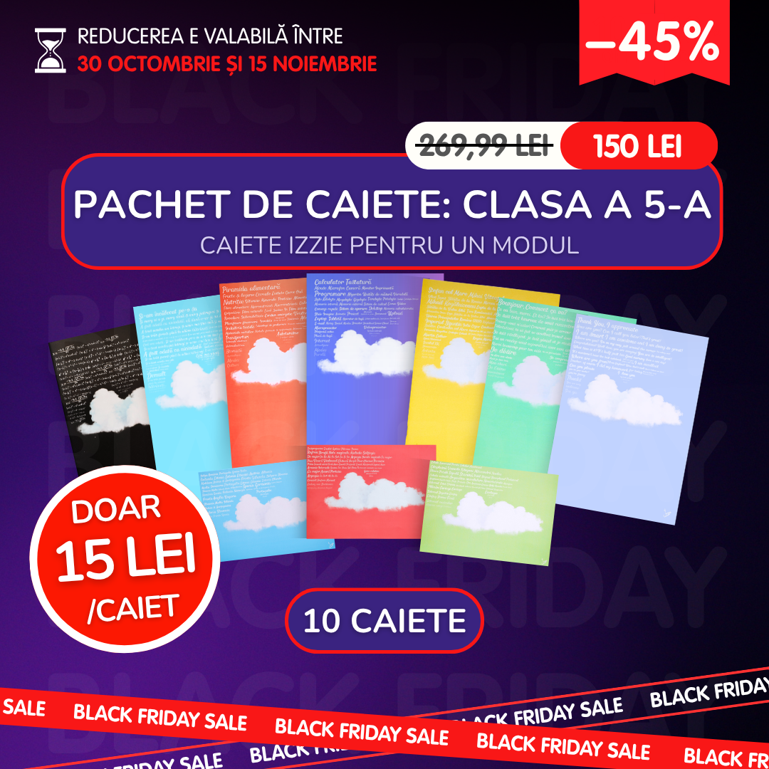 Pachet de Caiete Izzie pentru un singur MODUL - 10 Caiete Izzie: Clasa a 5-a 2026