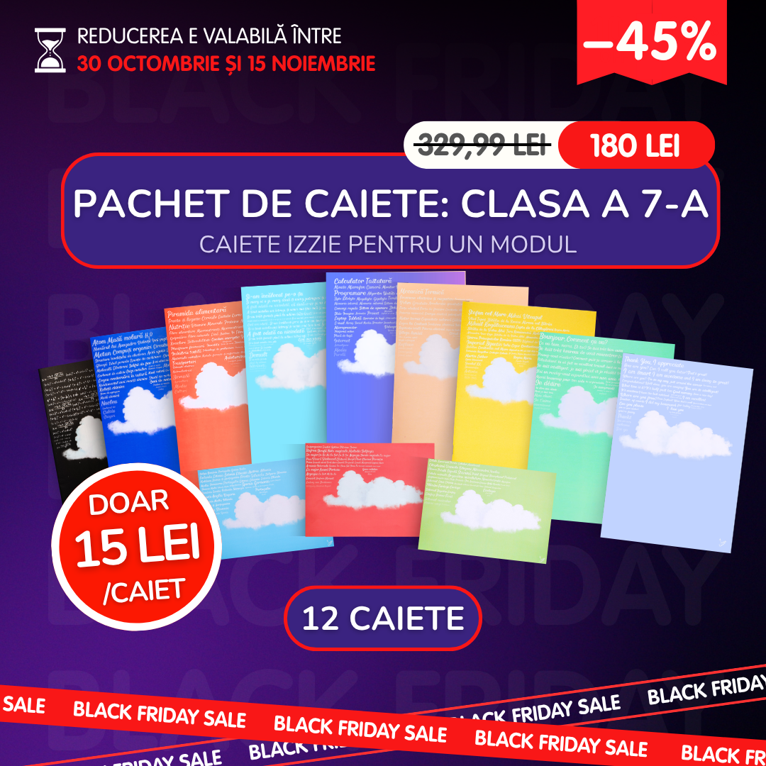 Pachet de Caiete Izzie pentru un Modul - 12 Caiete Izzie: Clasa a 7-a, BACK TO SCHOOL 2026