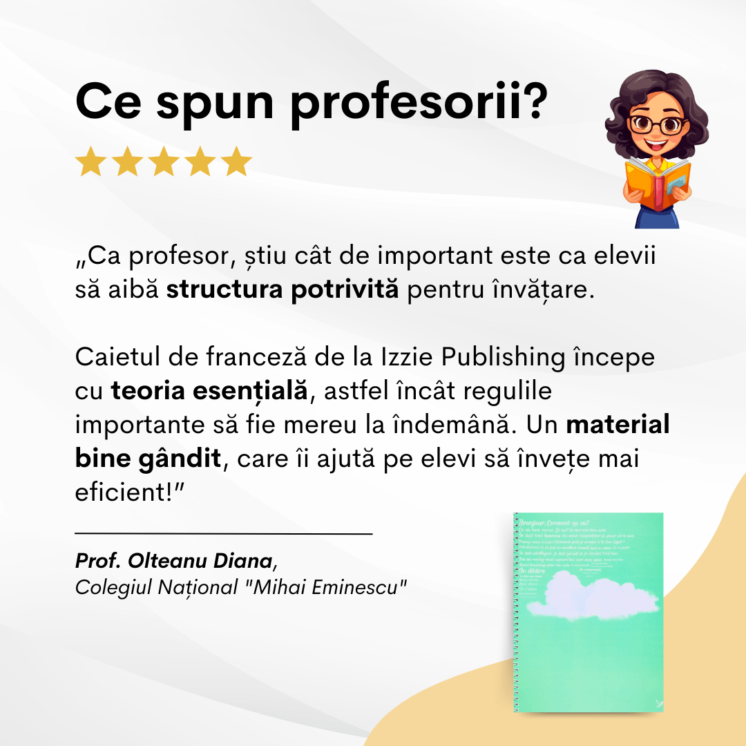 Caiet Studențesc de Franceză (cu timpuri verbale) - Izzie Publishing