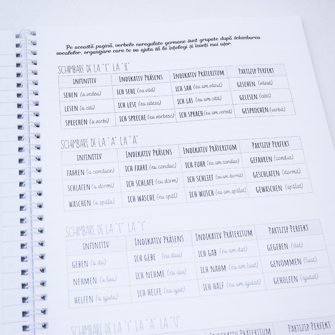 Caiet Studențesc de Germană (cu timpuri verbale) - Izzie Publishing