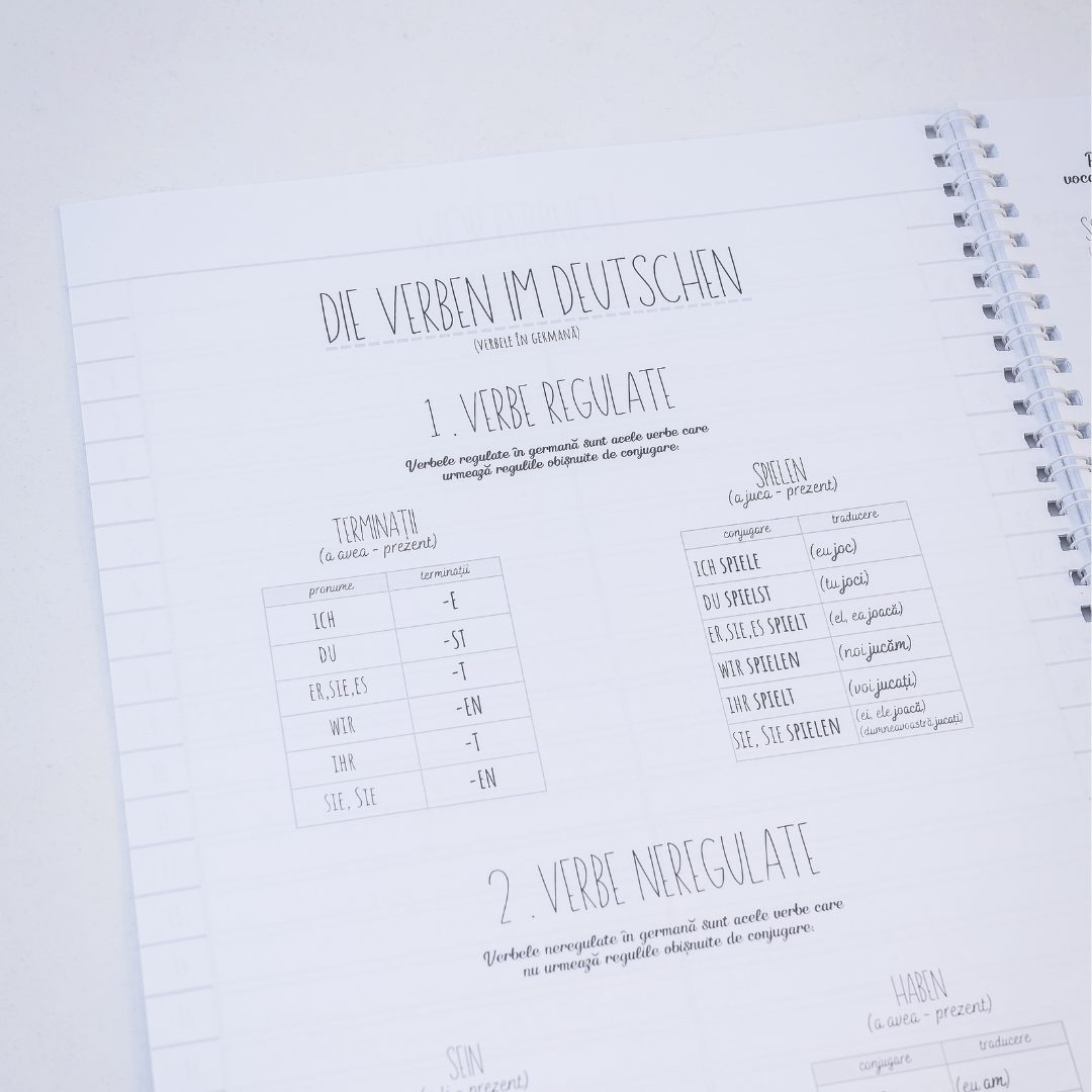 Caiet Studențesc de Germană (cu timpuri verbale) - Izzie Publishing