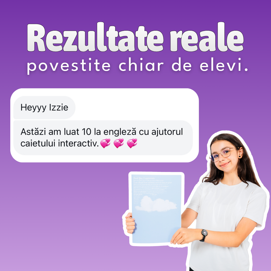 Caiet Interactiv Izzie de Engleză A4 (cu Timpuri Verbale)