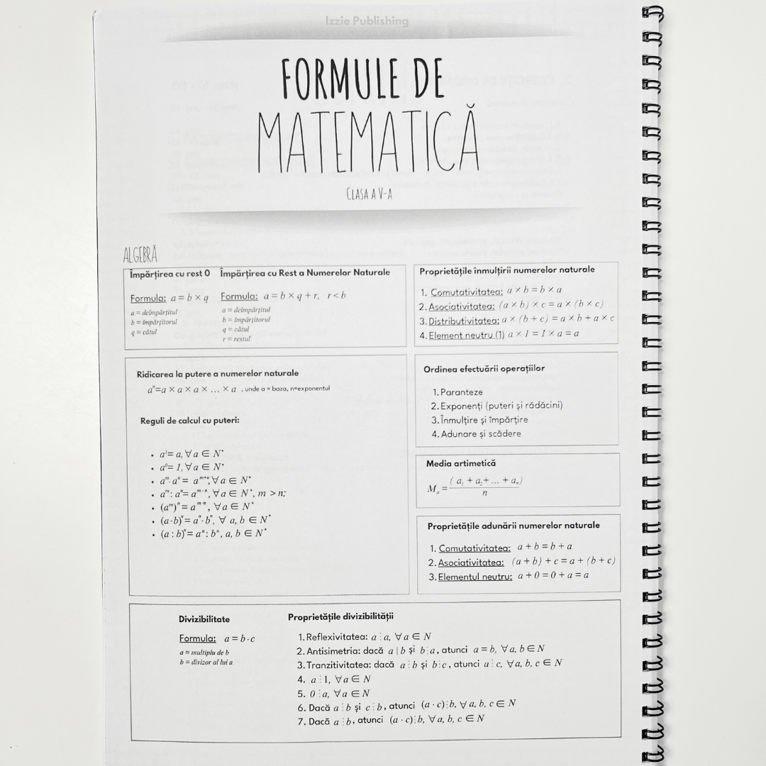 Pentru recapitulare: Caiet cu Exerciții la Mate, pentru clasa a V - a - Izzie Publishing