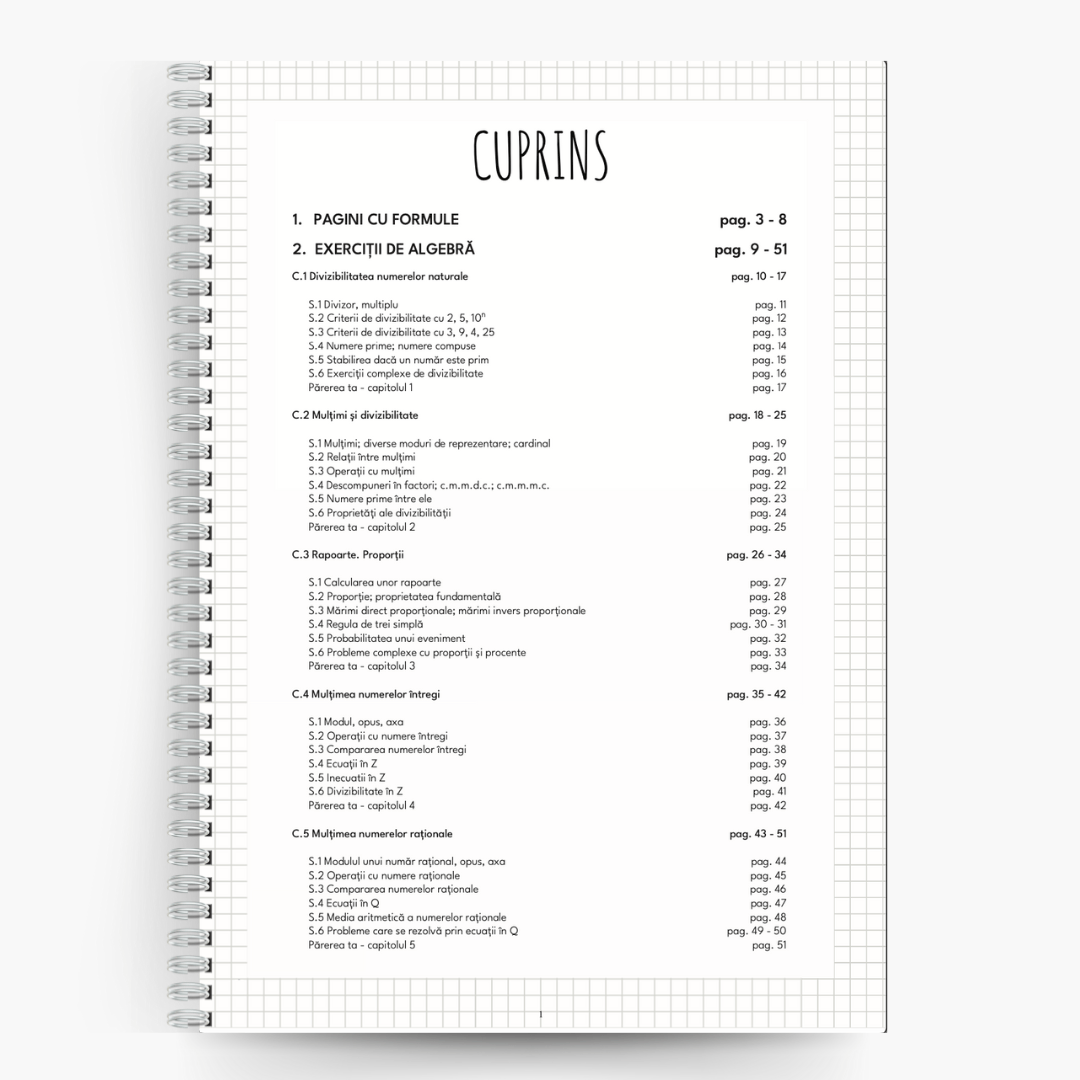 Pentru recapitulare: Caiet de exerciții la Mate, clasa a VI - a - Izzie Publishing