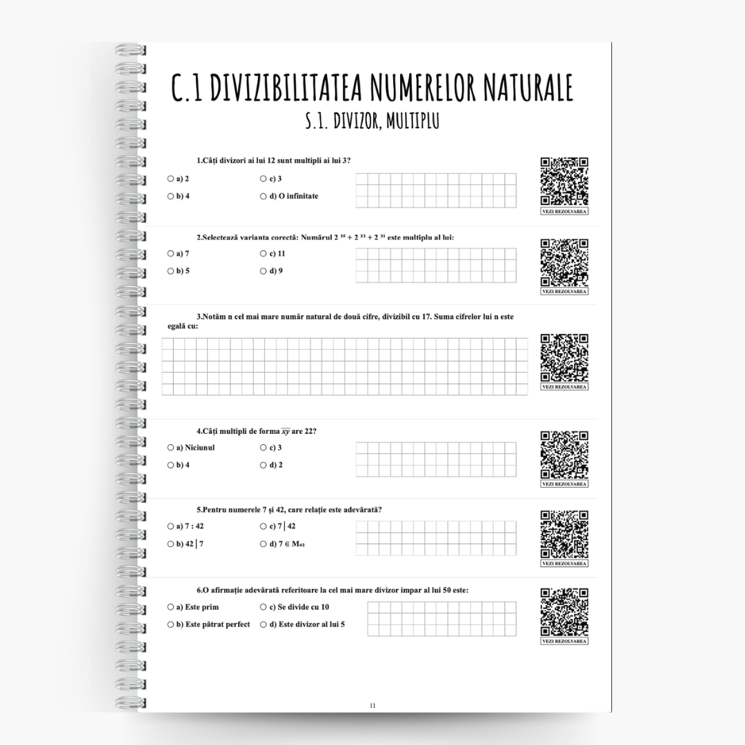 Pentru recapitulare: Caiet de exerciții la Mate, clasa a VI - a - Izzie Publishing