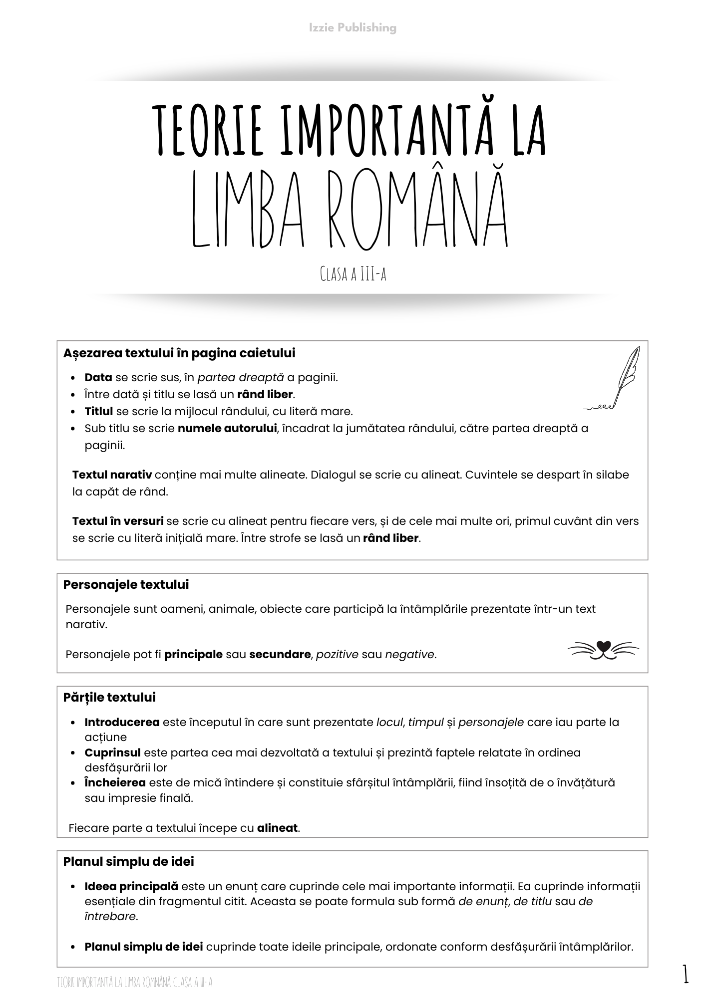 Produs Digital - Teorie Importantă la Limba Română - Izzie Publishing