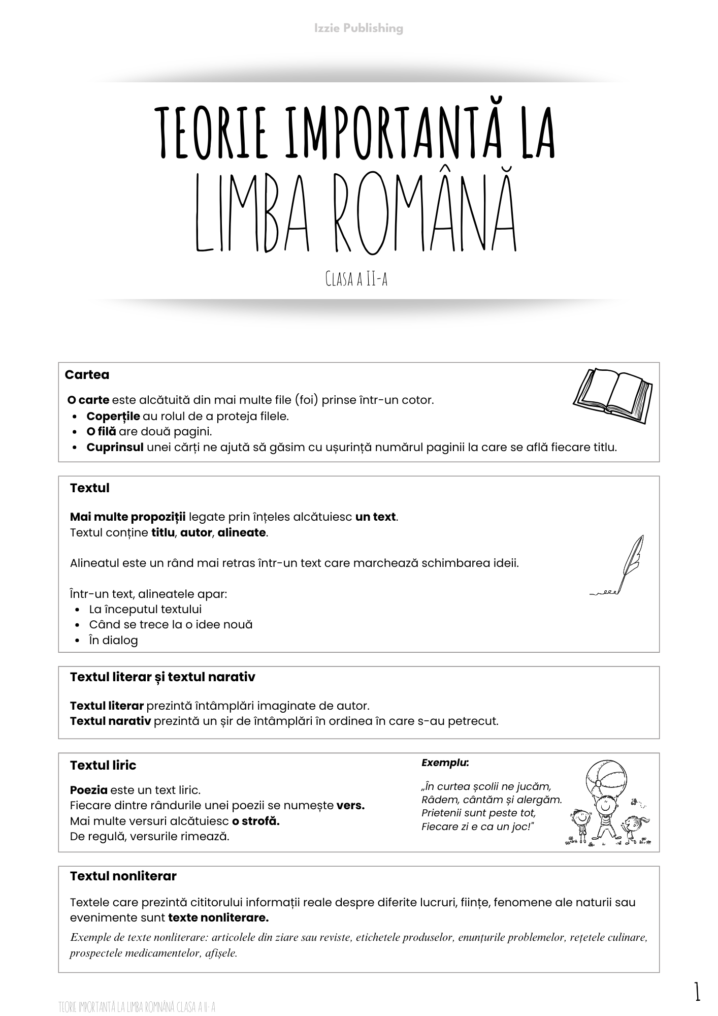 Produs Digital - Teorie Importantă la Limba Română - Izzie Publishing