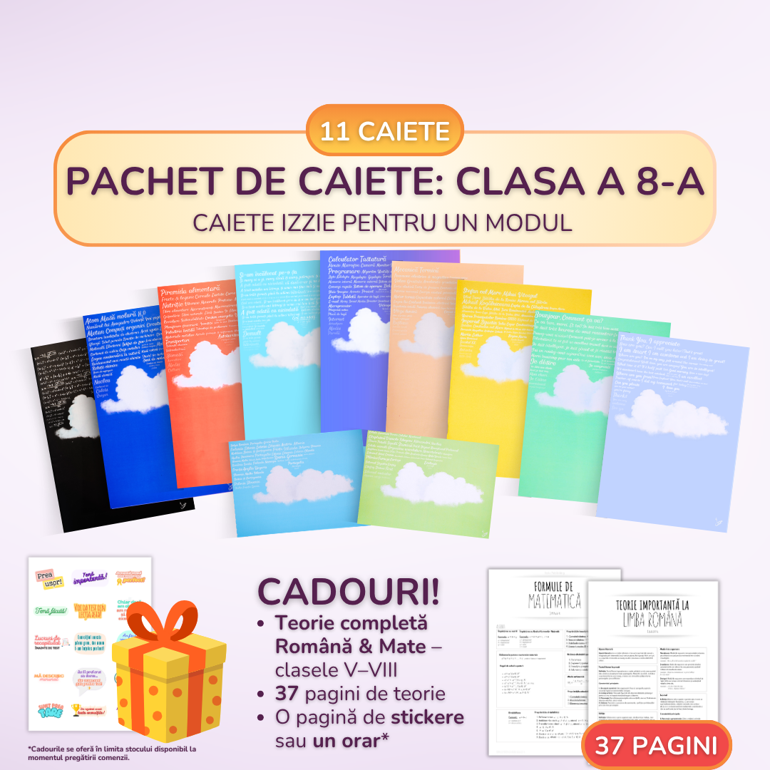 Pachet de Caiete Izzie pentru un Modul - 11 Caiete Izzie: Clasa a 8-a, BACK TO SCHOOL 2026