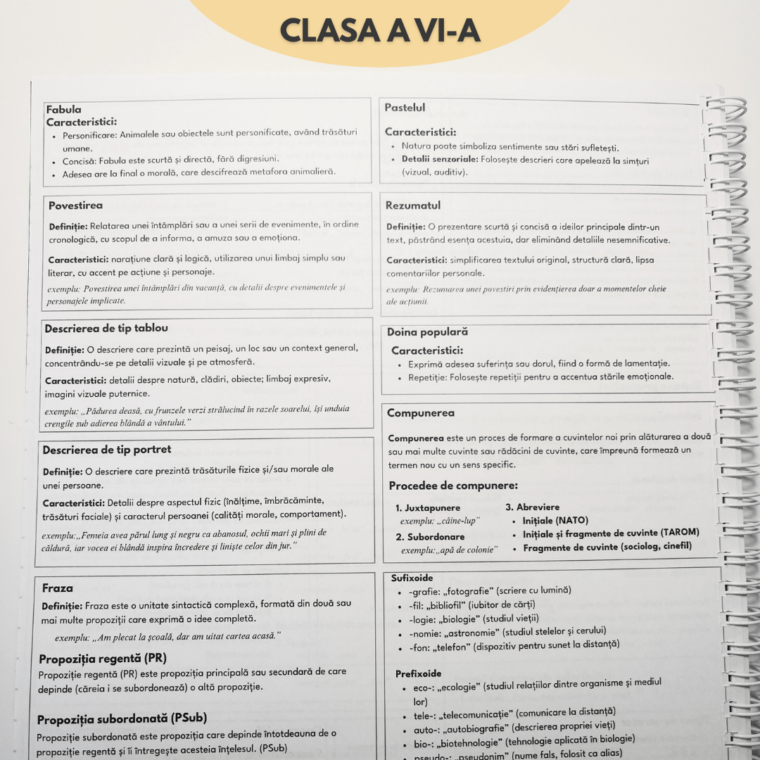 Set 5 Caiete: Mate (cu Formule și Stickere) + Română (cu Teorie și Stickere) + Fizică + Geografie + Biologie - Izzie Publishing