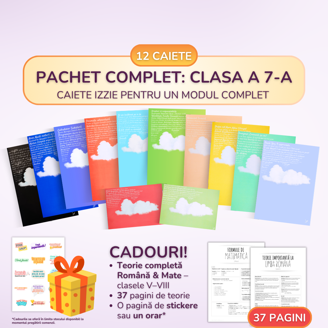 Pachet complet pentru un Modul - 12 Caiete Izzie: Clasa a 7-a, BACK TO SCHOOL 2026
