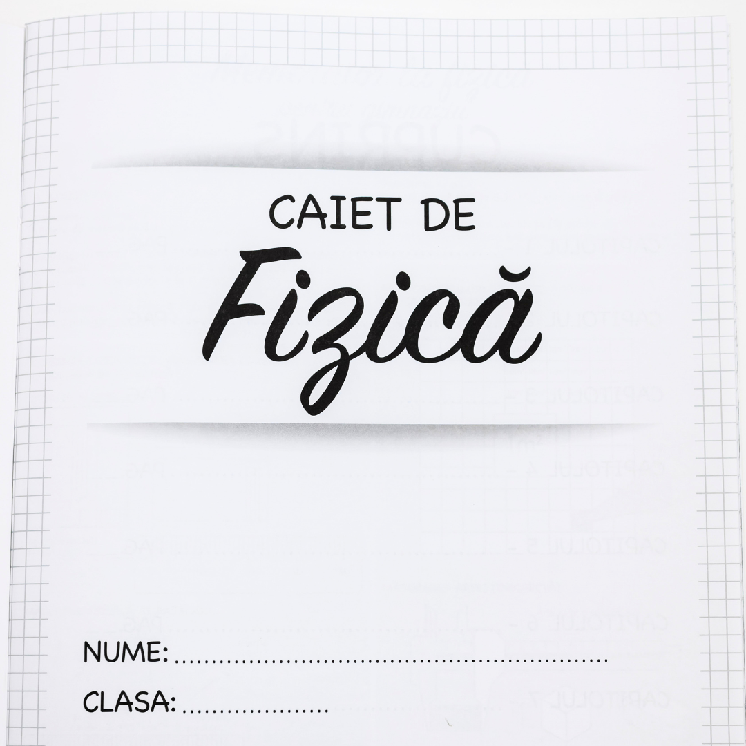 Caiet Izzie de Fizică – prima pagină