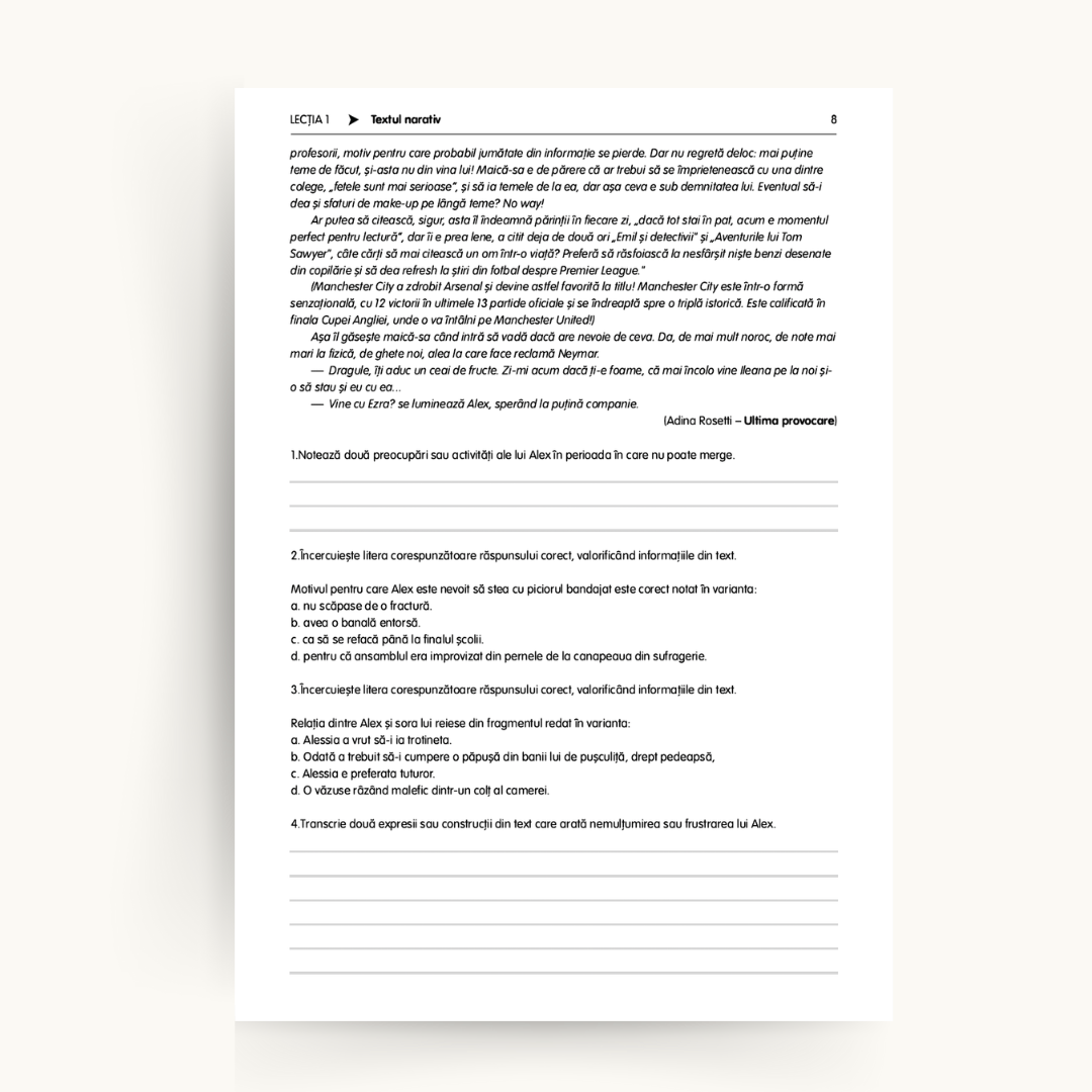 Culegere de Exerciții la Limba și Literatura Română - Evaluarea Națională, clasa a VIII-a