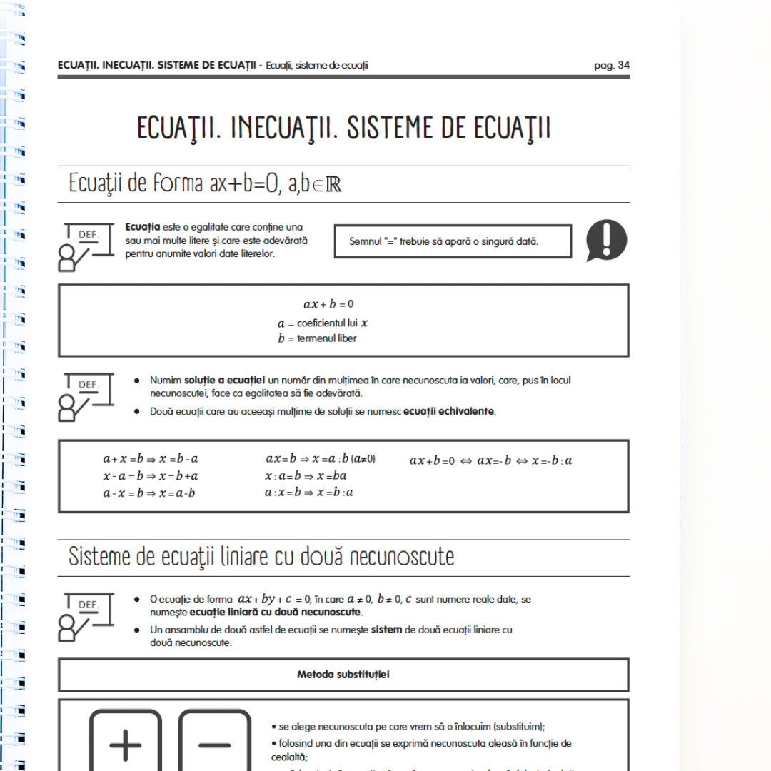 Pachet Complet de Pregătire Evaluarea Națională: Algebră, Geometrie & Limba Română (106 pagini de teorie)