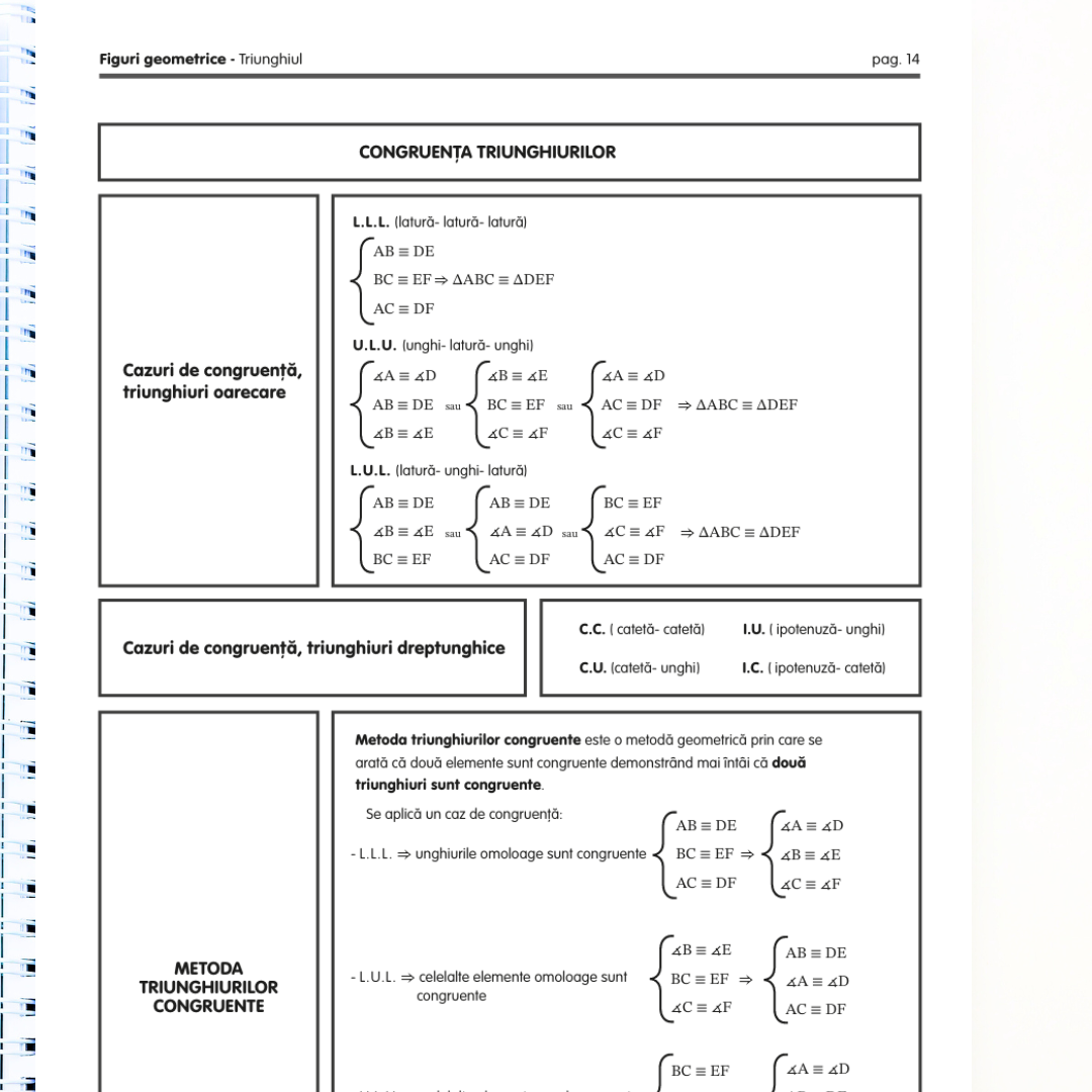Pachet Complet de Pregătire Evaluarea Națională: Algebră, Geometrie & Limba Română (106 pagini de teorie)
