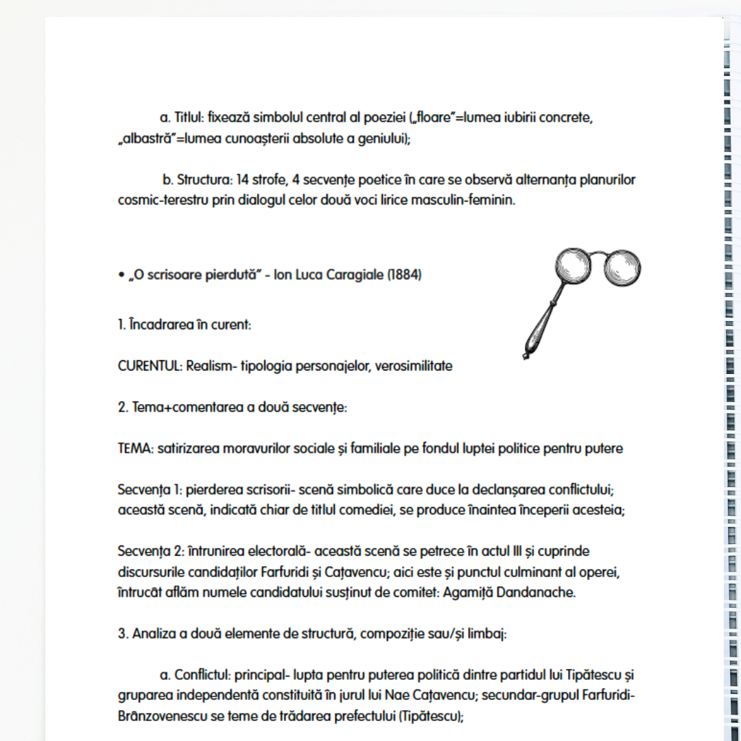 Caiet de Lucru pentru BAC – Limba și Literatura Română (clasa a XII-a)
