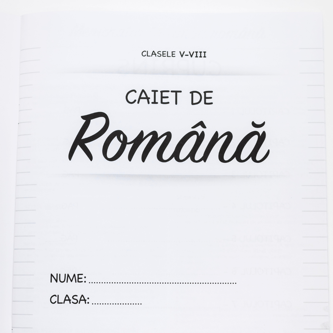 Caiet Izzie de Română – prima pagină