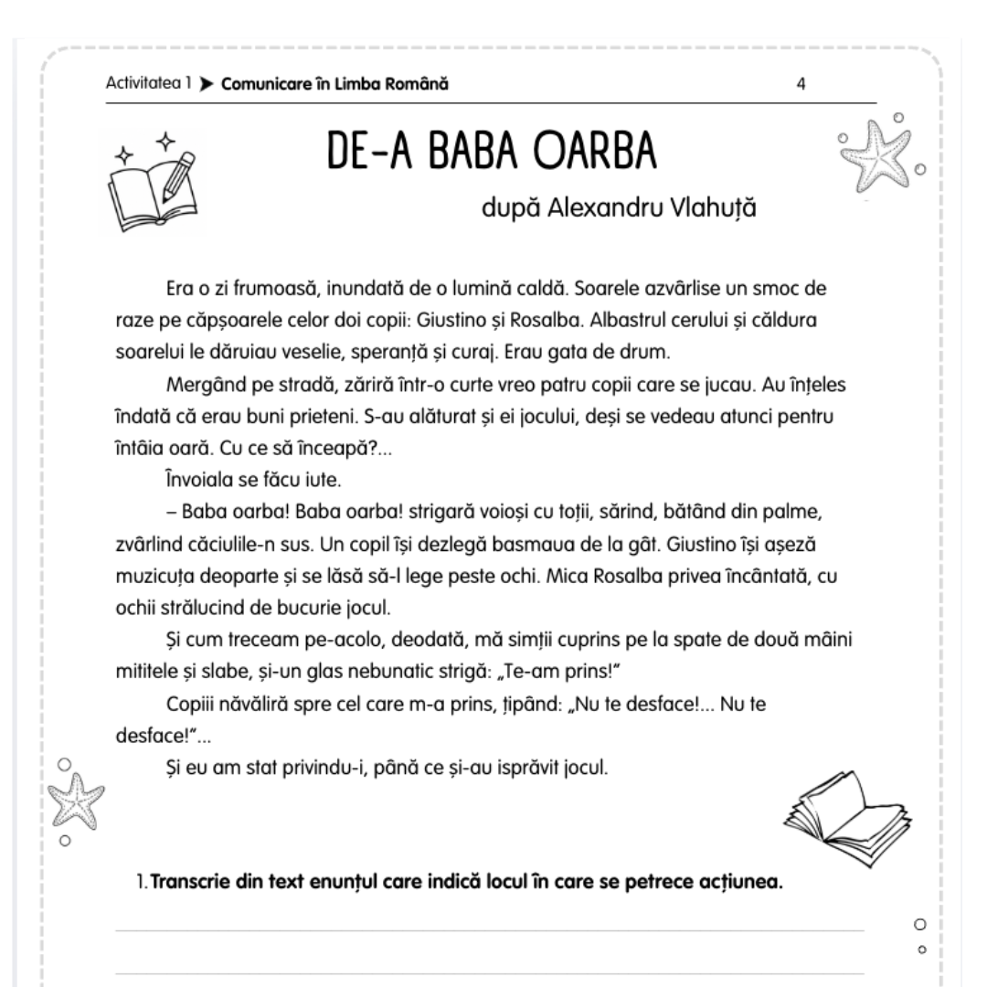 Pachet de Vacanță - vara dintre clasa a III-a și clasa a IV-a
