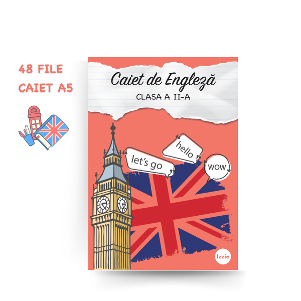 Caiet Izzie de Engleză: clasa a II-a (cu Teorie)