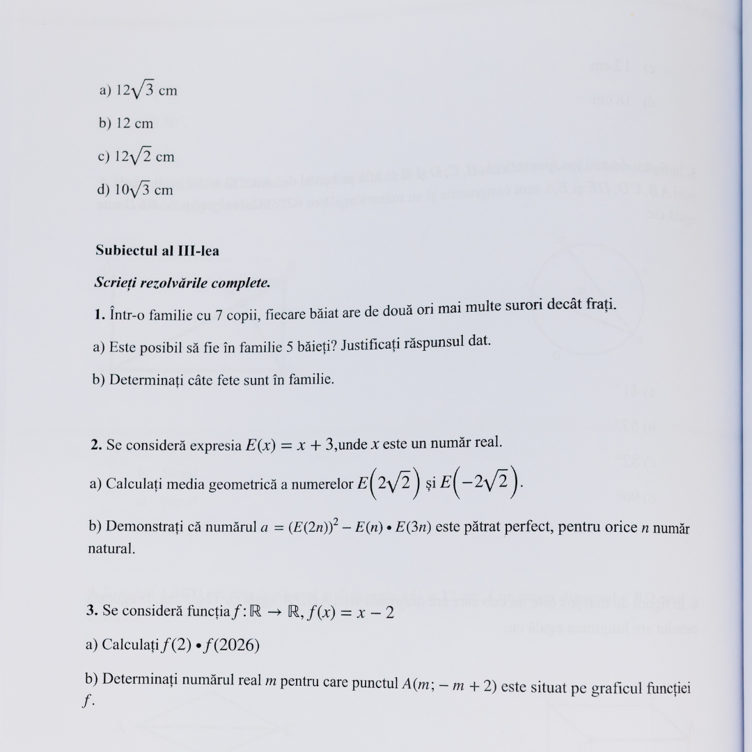 Teste de Antrenament la Matematică pentru Evalurea Națională (20 variante)