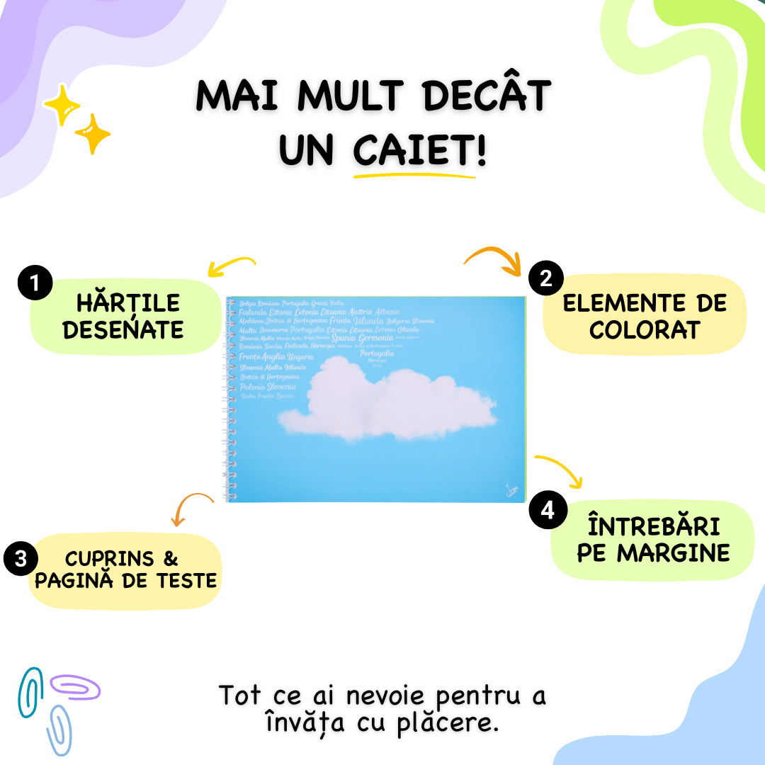 Caiet Interactiv Izzie de Geografie B5 (cu Hărți)
