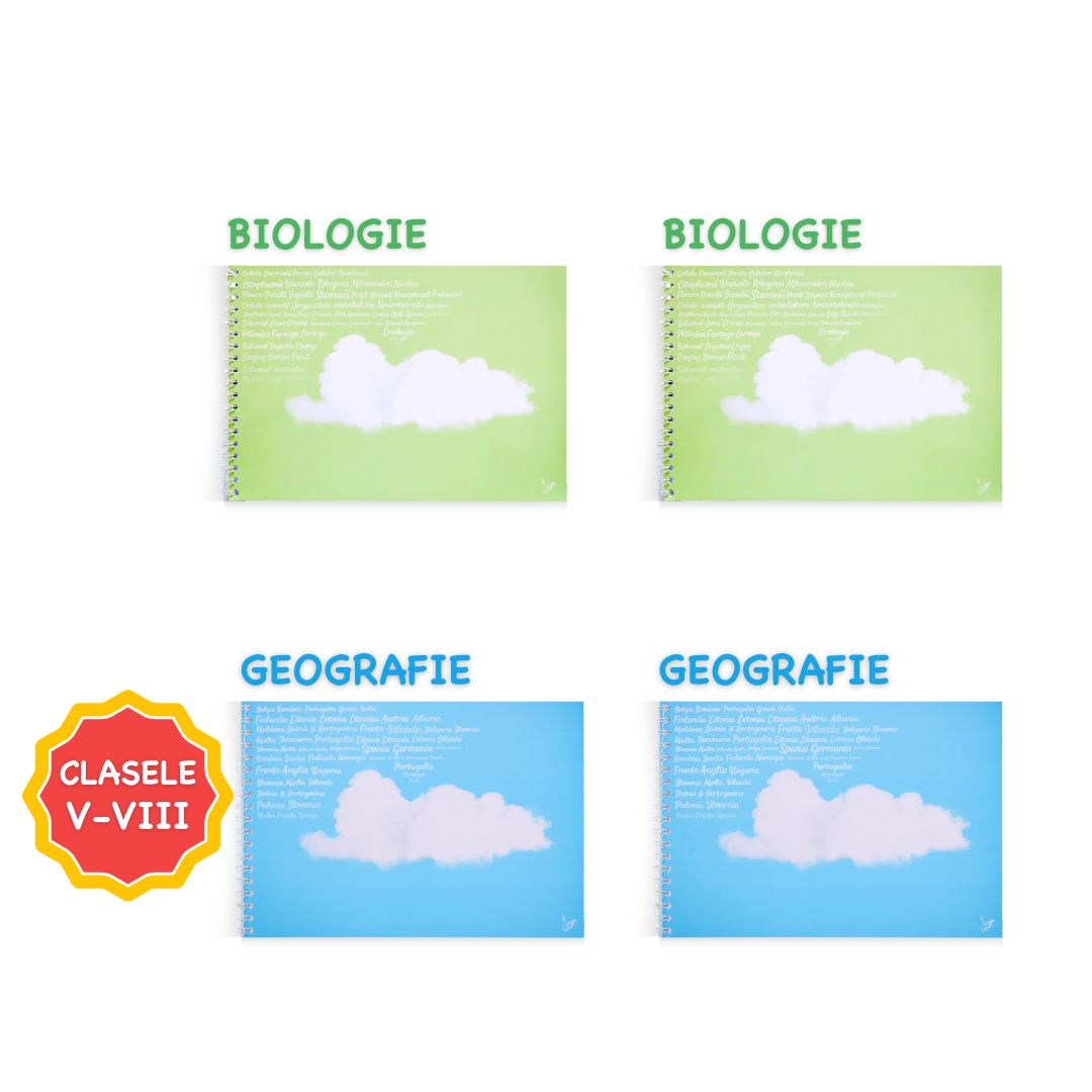 Set 2 Caiete de Geografie + 2 Caiete de Biologie