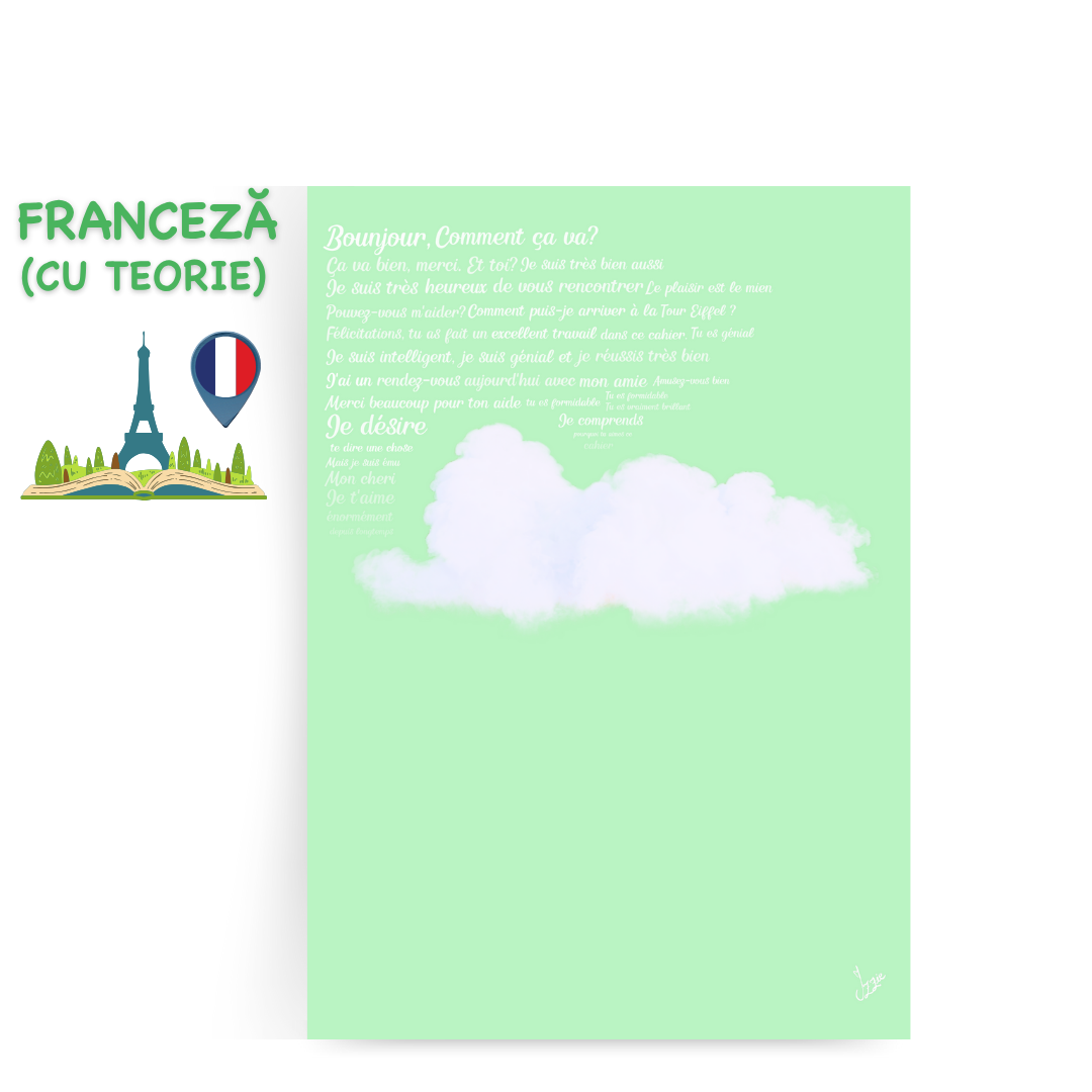 Caiet Interactiv Izzie de Franceză A4 (cu Timpuri Verbale)