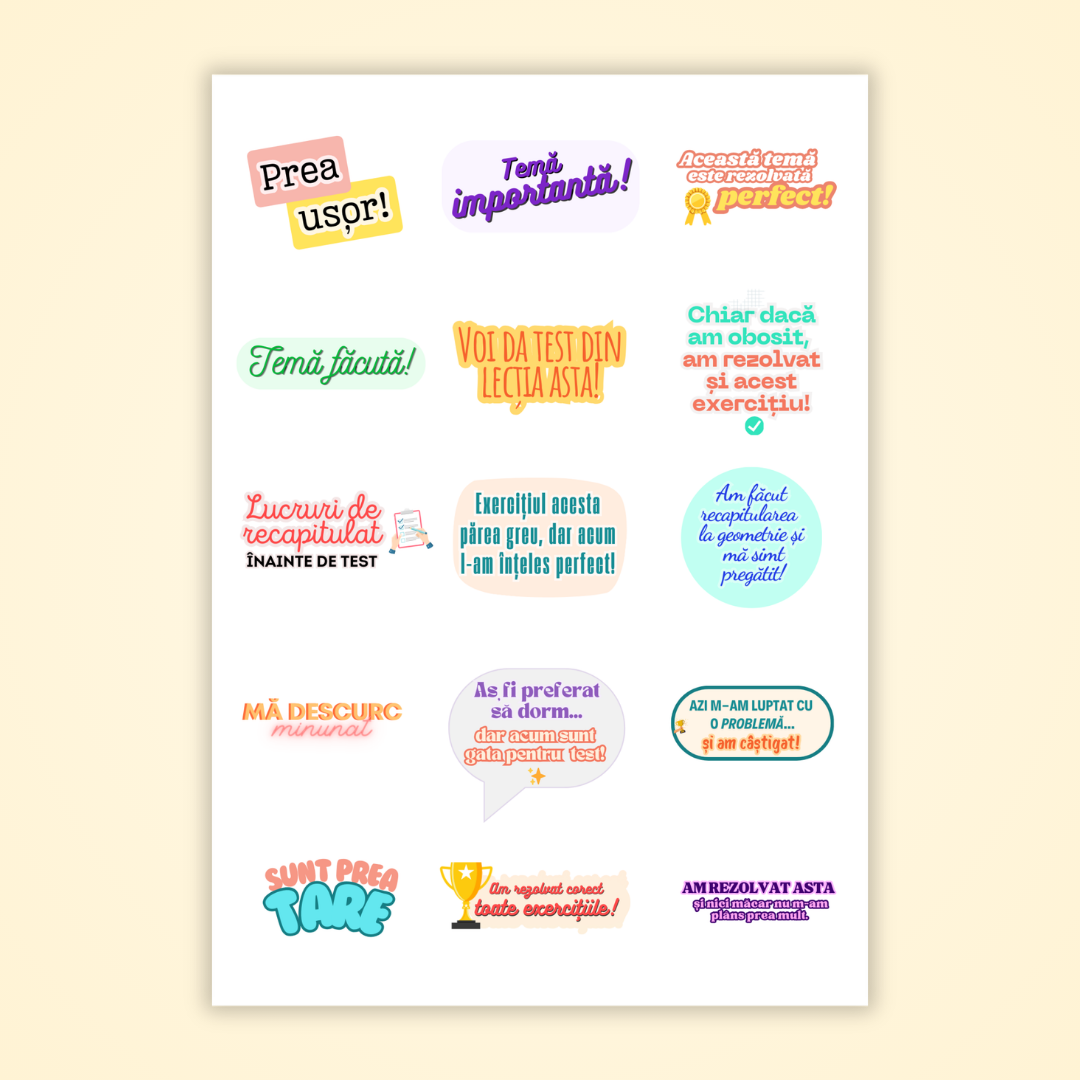 Pagină de Stickere Motivaționale