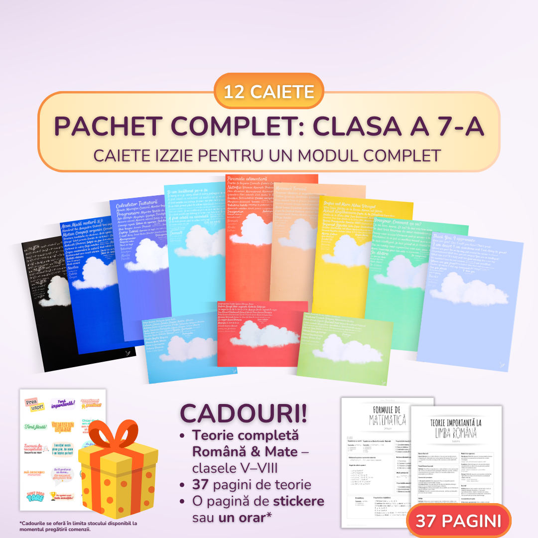 Pachet complet pentru un Modul - 12 Caiete Izzie: Clasa a 7-a, BACK TO SCHOOL 2026