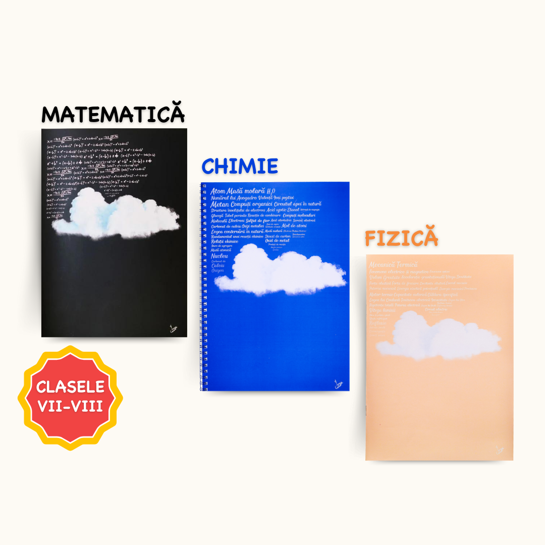 Set 3 Caiete de: Mate + Chimie + Fizică