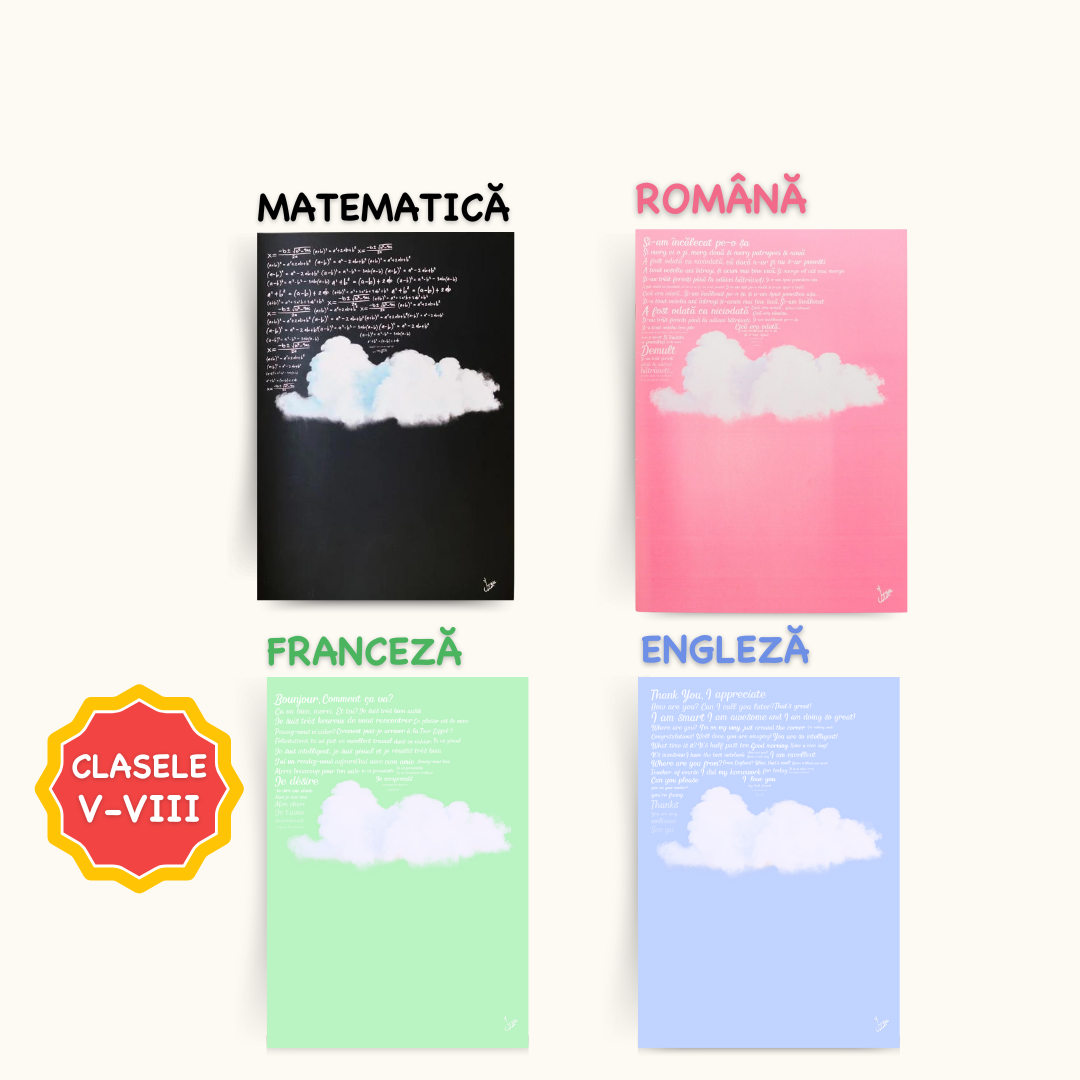 Set 4 Caiete: Mate + Română + Engleză + Franceză