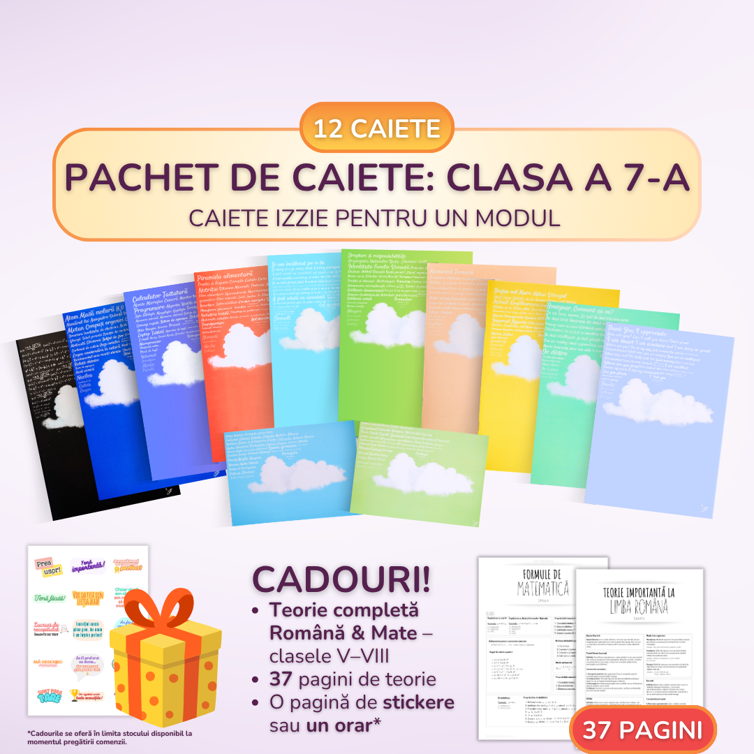 Pachet complet pentru un Modul - 12 Caiete Izzie: Clasa a 7-a, BACK TO SCHOOL 2026