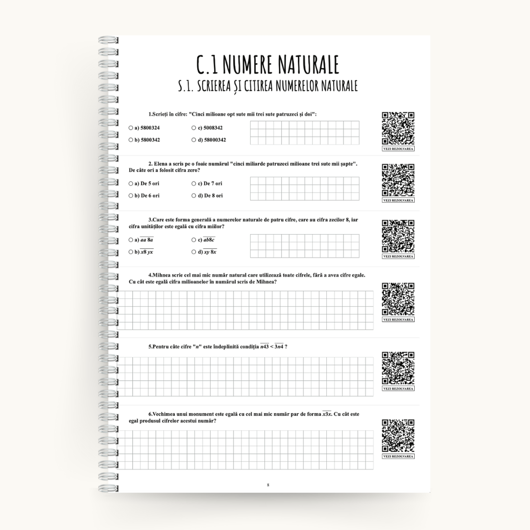 Pentru recapitulare: Caiet cu Exerciții la Mate, clasa a V - a - Izzie Publishing