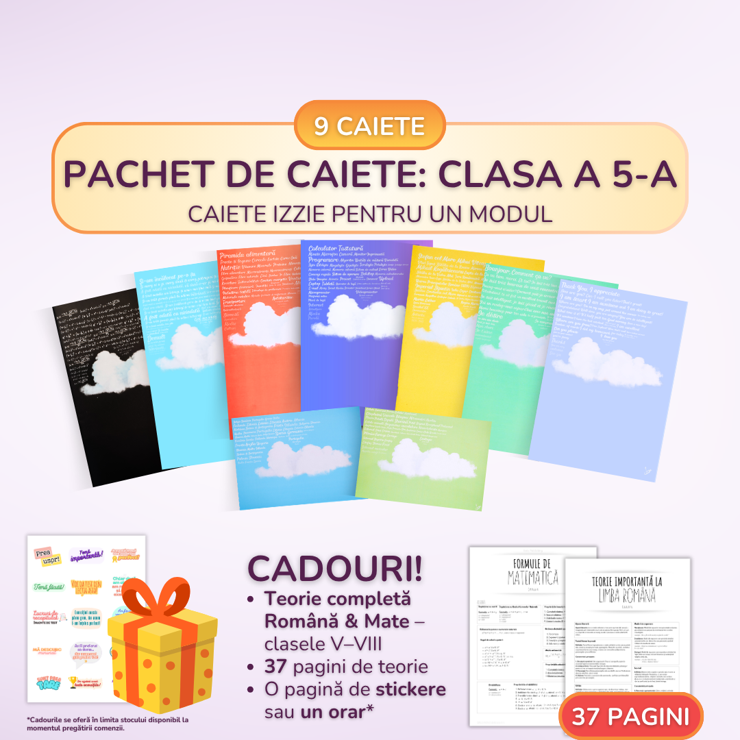 Pachet de Caiete Izzie pentru un Modul - 9 Caiete Izzie: Clasa a 5-a, BACK TO SCHOOL 2026
