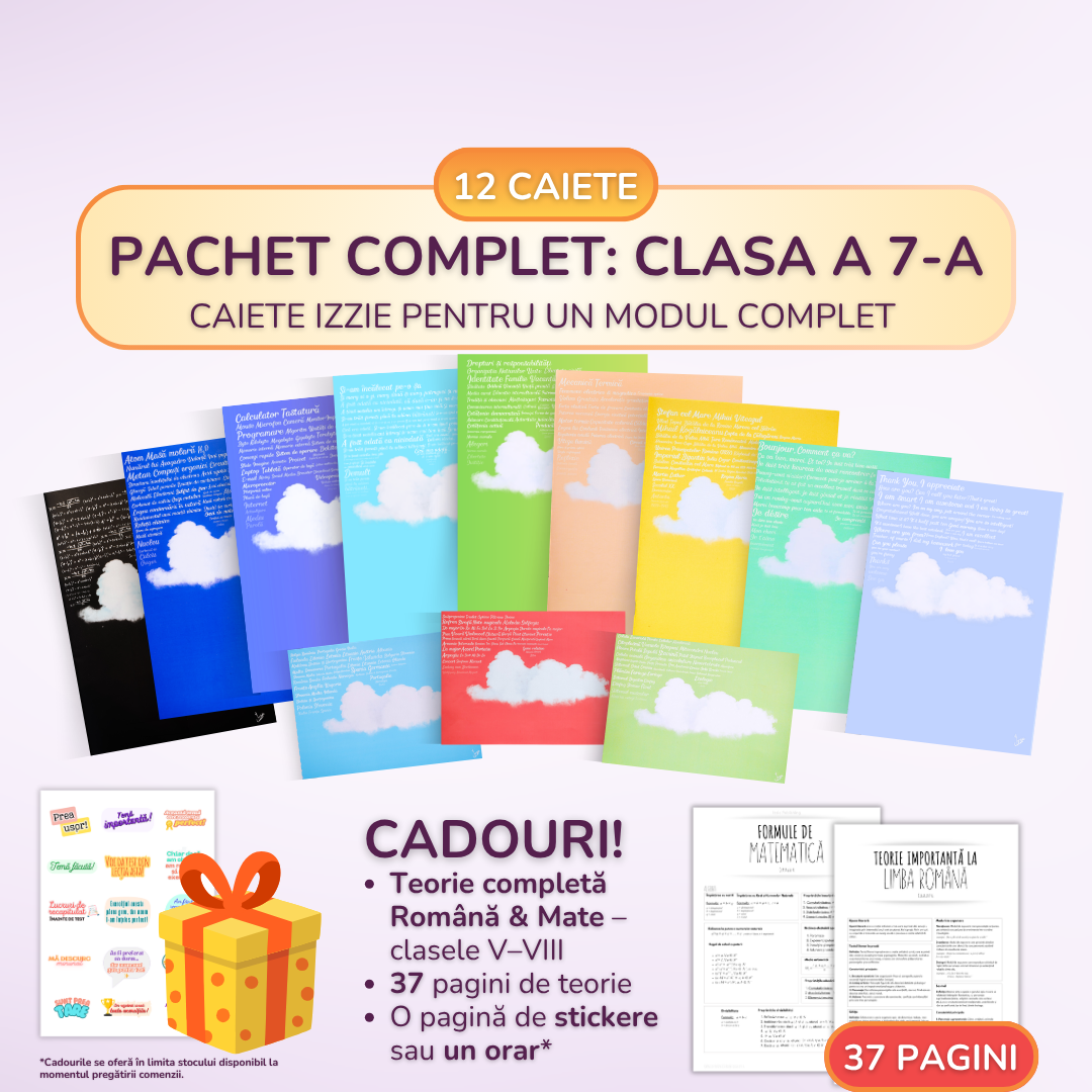 Pachet complet pentru un Modul - 12 Caiete Izzie: Clasa a 7-a, BACK TO SCHOOL 2026